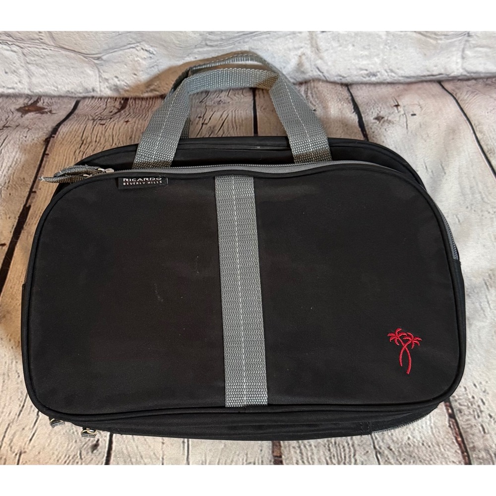 Ricardo Beverly Hills Black Toiletry Bag Hanging Travel Organizer Palm Tree Logo